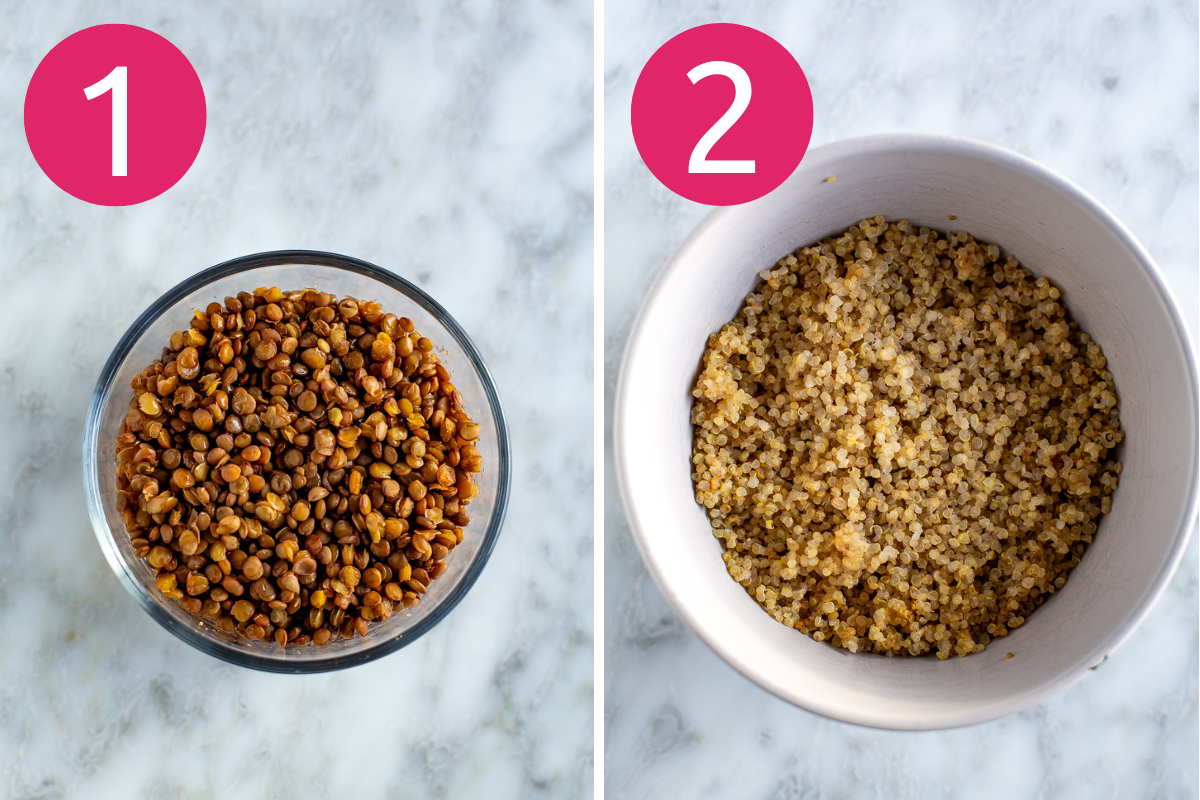 Halloumi salad steps 1 & 2