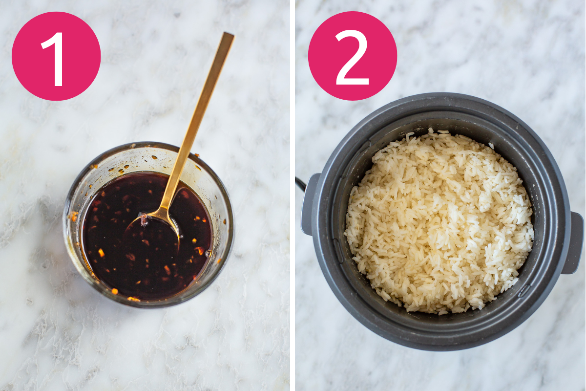 Thai basil chicken steps 1 & 2