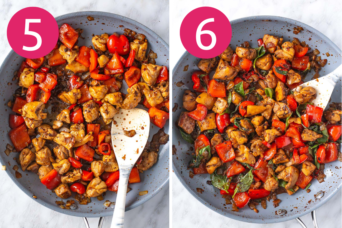 Thai basil chicken steps 5 & 6