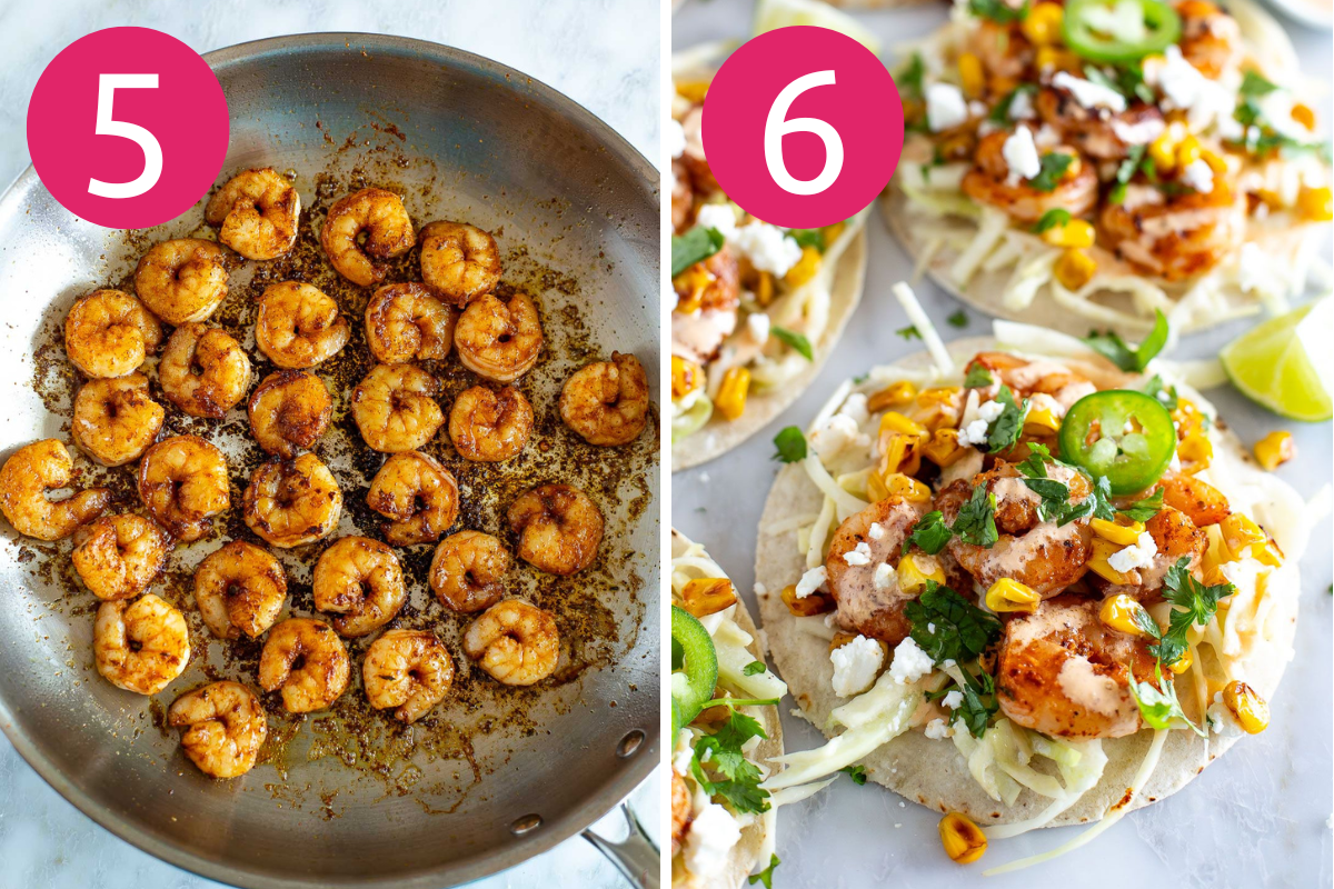 Blackened shrimp tacos steps 5 & 6