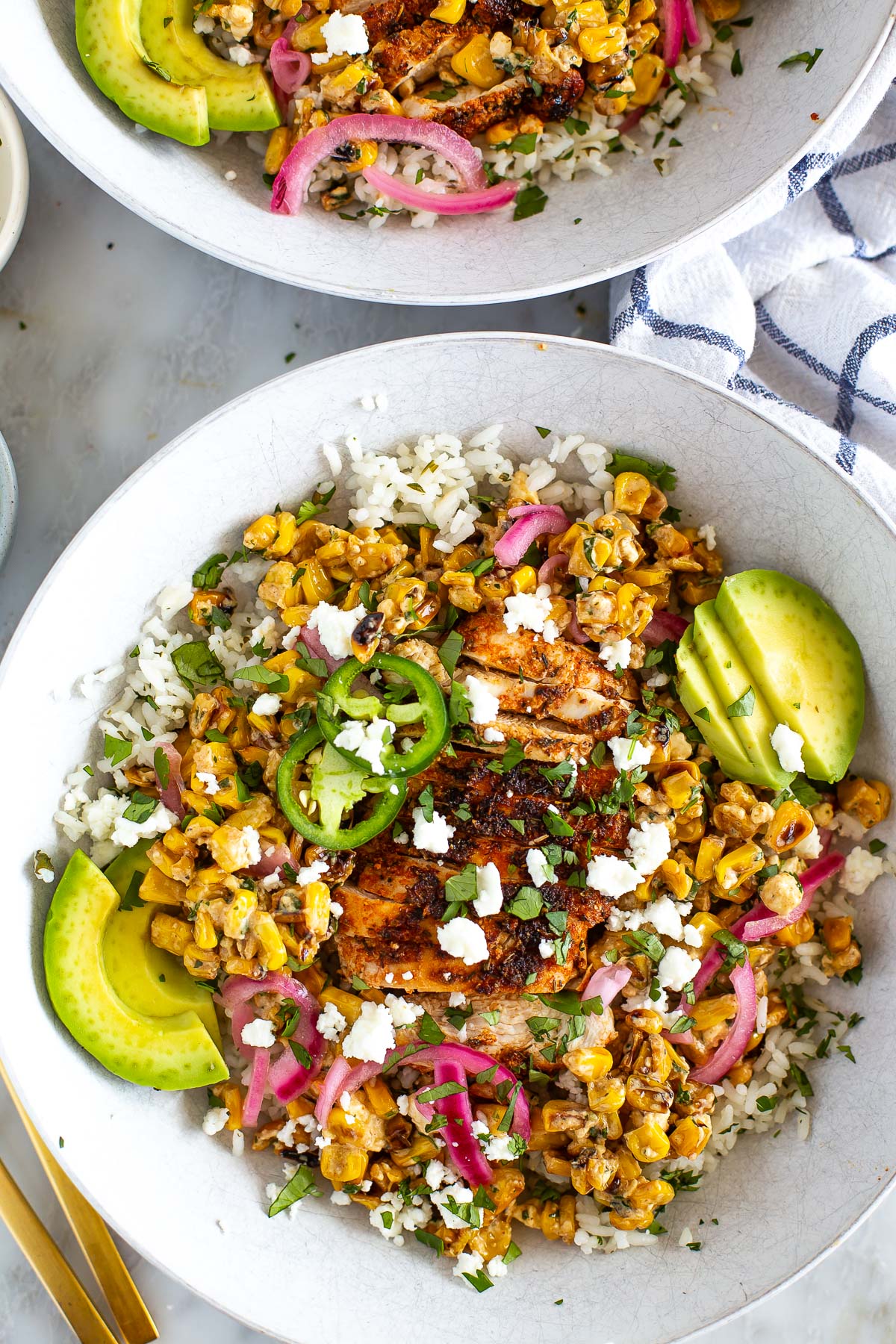Street corn chicken rice bowl