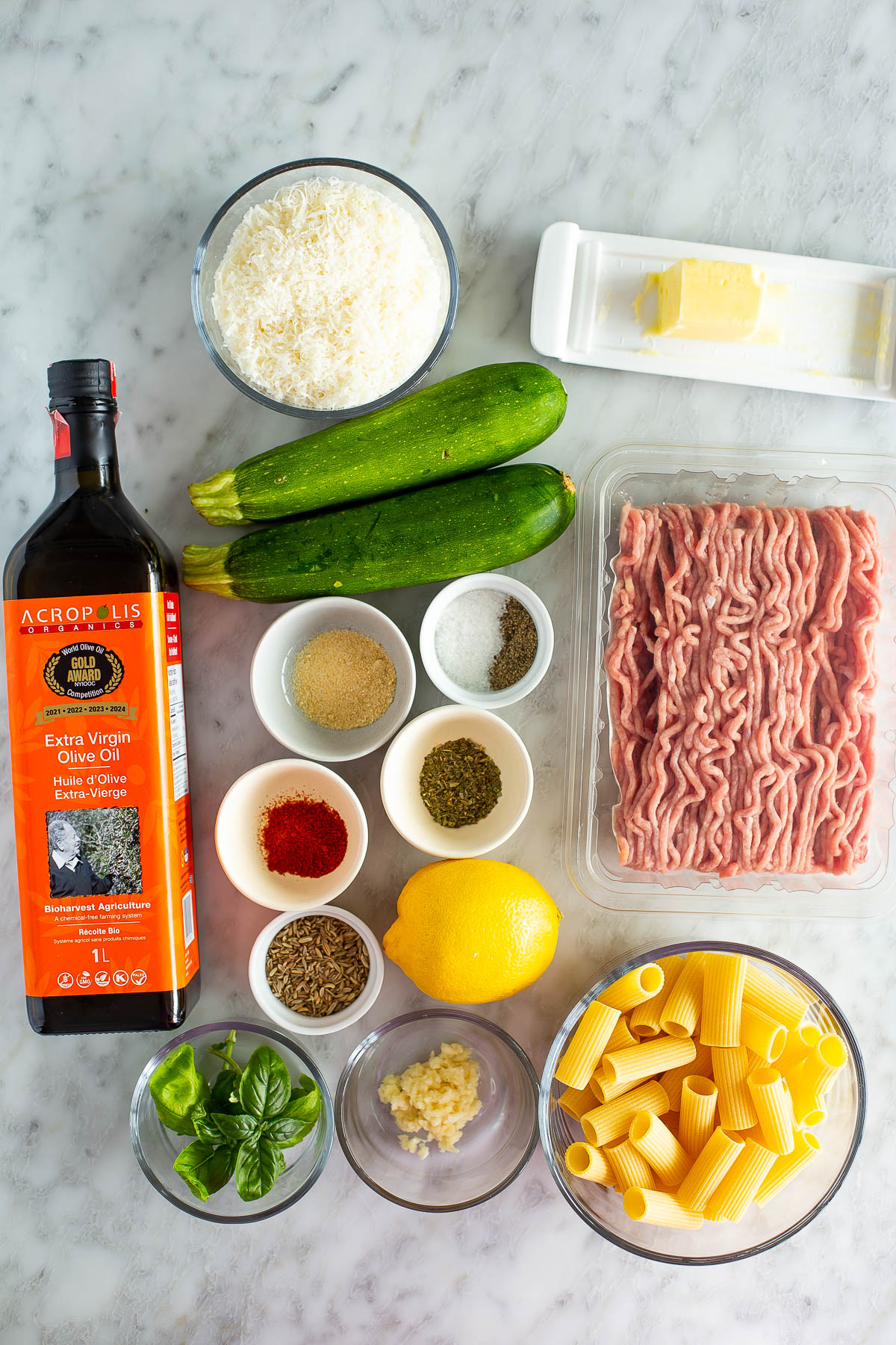Sausage zucchini pasta ingredients