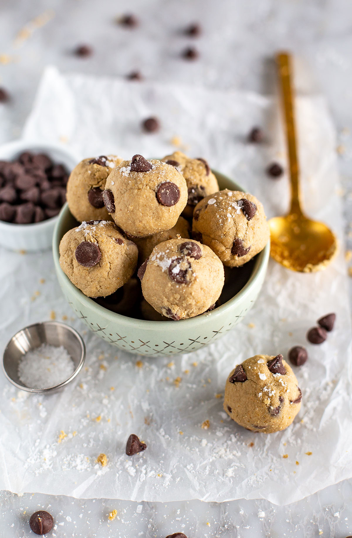 Cookie dough bites in bowl