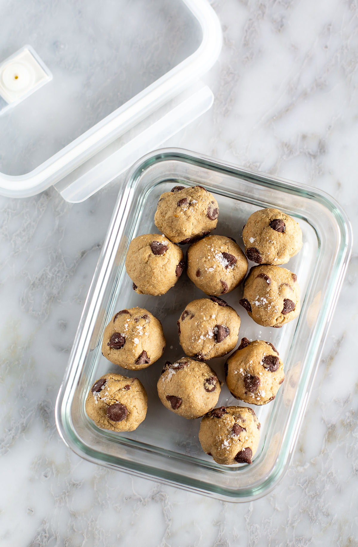 Cookie dough bites in meal prep container