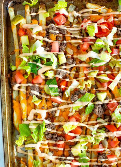 Cheese burger fries
