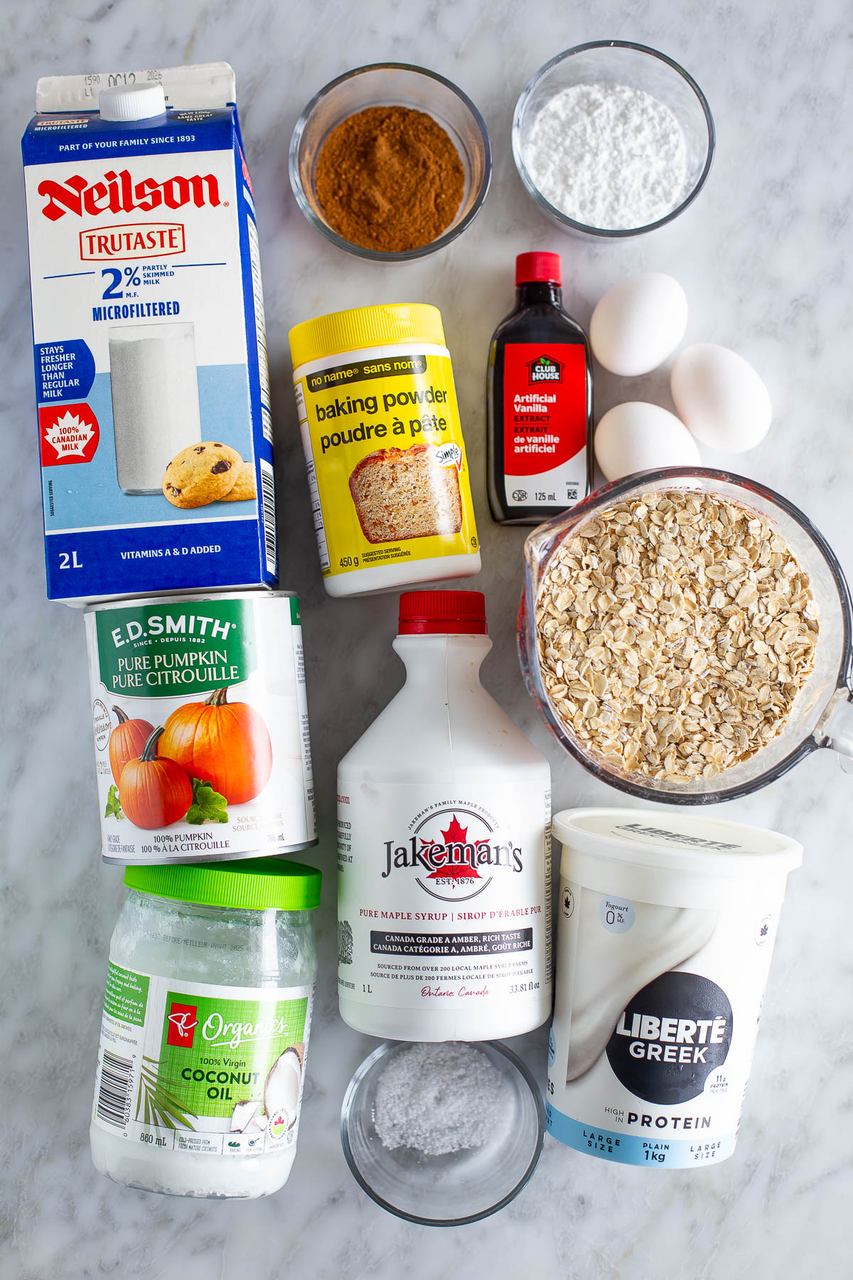 Pumpkin baked oatmeal ingredients