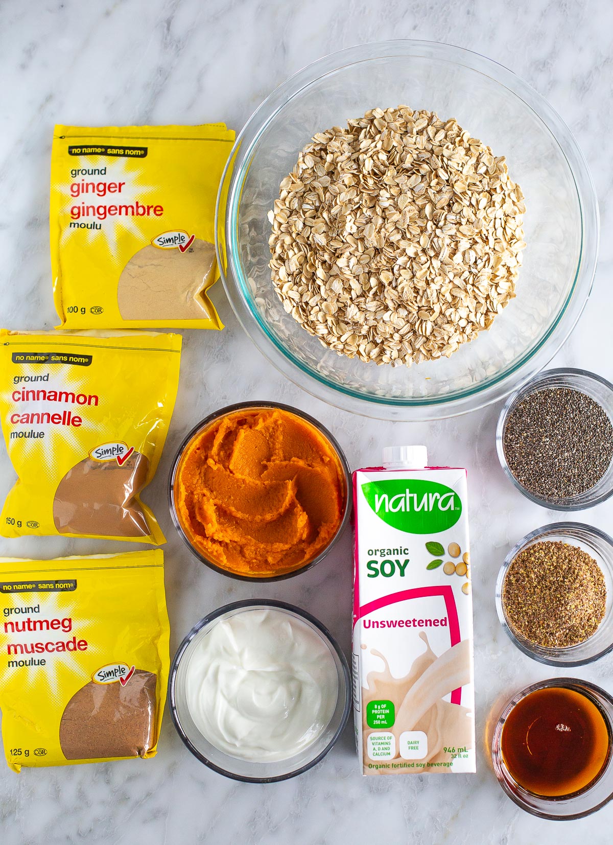 Pumpkin overnight oats ingredients