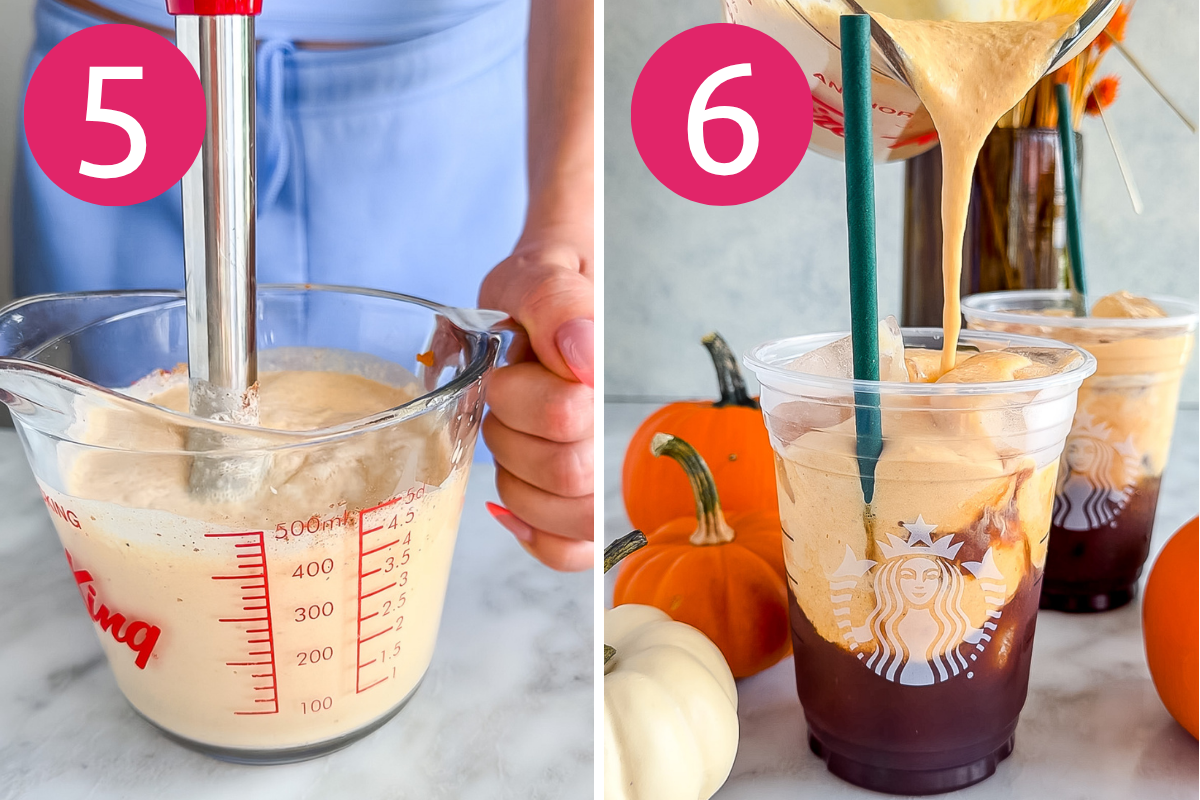 Pumpkin cream cold brew collage of steps 5 & 6
