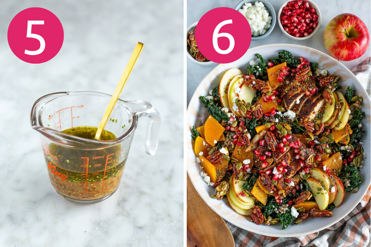 Fall Harvest Salad collage of steps 5 & 6
