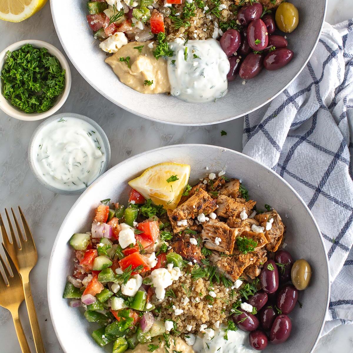 Greek chicken bowls