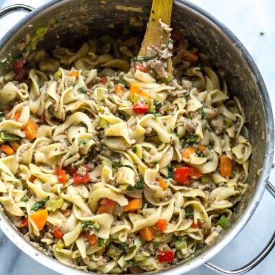 One Pot Healthy Beef Stroganoff