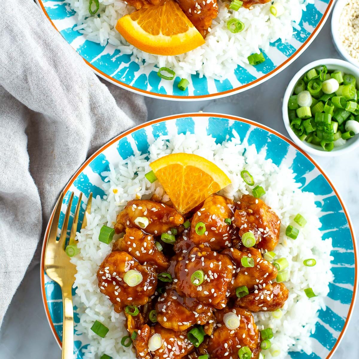 Orange chicken and rice