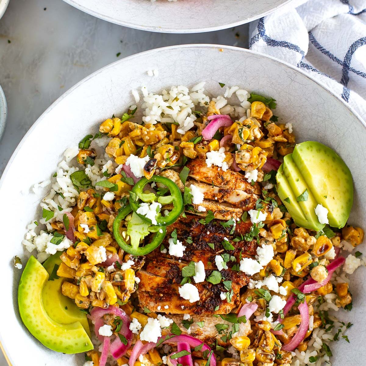 Street corn chicken rice bowl